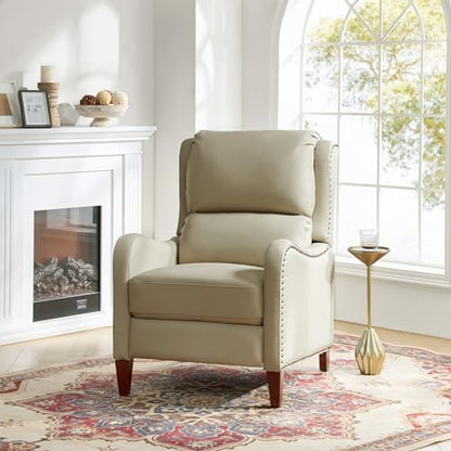 HULALA HOME Genuine Leather Recliner Chair, Beige