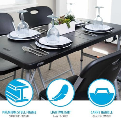 LIFETIME Fold-in-Half Adjustable Folding Table, 4-Foot