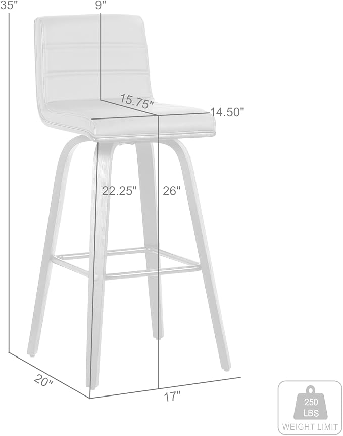 Vienna 26" Swivel Counter Stool in Walnut Wood Finish with Gray Faux Leather - Set of 3