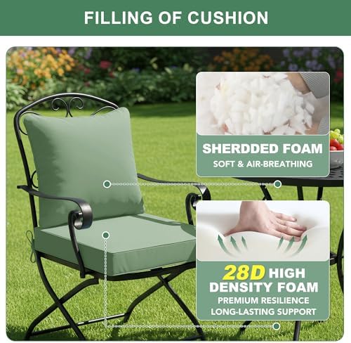 Outdoor Chair Cushions, 24 x 24 Inch, Sage Green