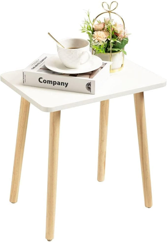FORAOFUR Small Side Table, Modern Wood Mini Coffee Table, Easy Assembly Compact End Table for Living Room Bedroom Sofa, Minimalist White Accent Furniture for Small Spaces