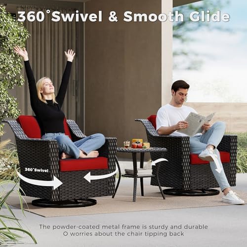 7 Piece Patio Furniture Set, Wicker Outdoor Conversation Set