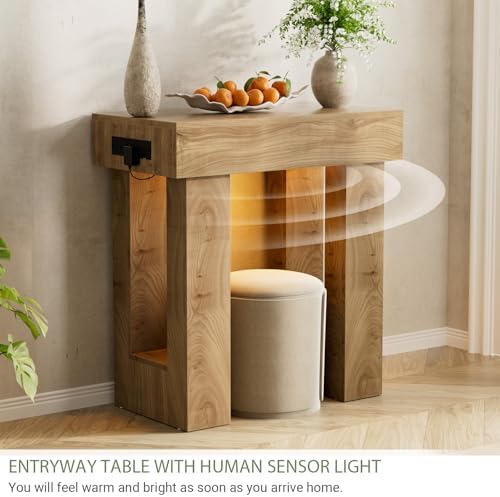Unikito 32" Entry Table with Sensor Light & AC Outlets with USB-C Ports