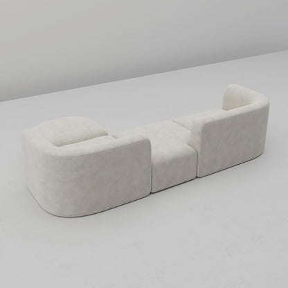 Acanva Luxury Modern Tight Curved Back Velvet Sofa, Minimalist Style Comfy Couch for Living Room Apartment, 4 Seater Modular Sectional, Cream