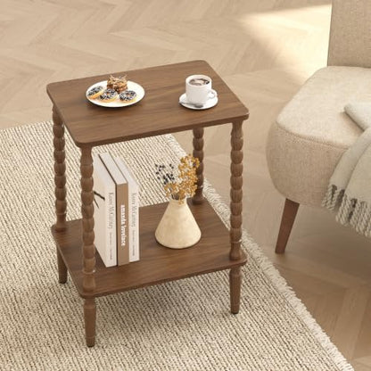 TUTOTAK Small End Table with Solid Wood Legs, Side Table Set of 2