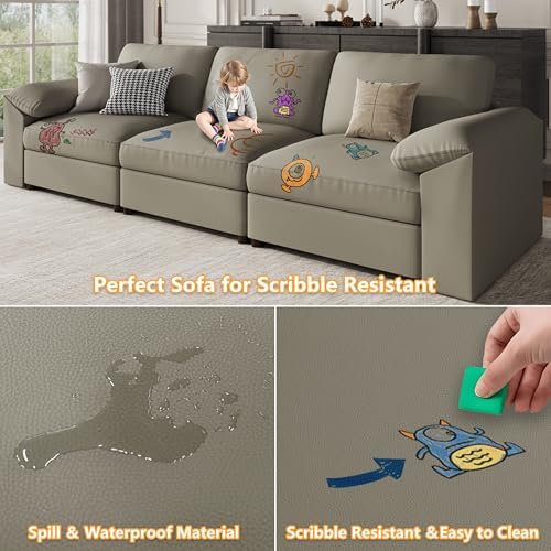 EASE MOOSE Oversized Modular Sectional Sofas, Modular Couch, Light Grey
