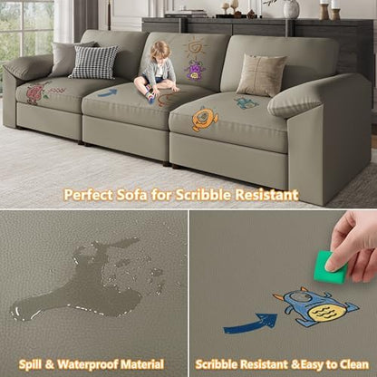 EASE MOOSE Oversized Modular Sectional Sofas, Modular Couch, Light Grey