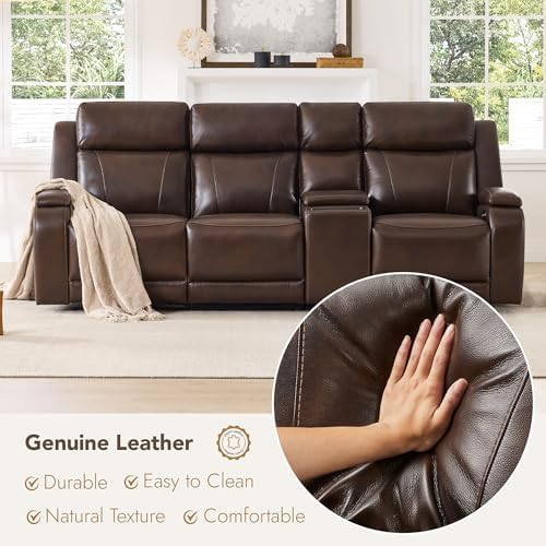 Watson & Whitely Zero Gravity Power Reclining Sofa with Console, Brown