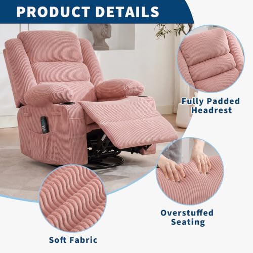 Rocking Recliner Chair For Adults Swivel Manual Recliner Rocker Corduroy