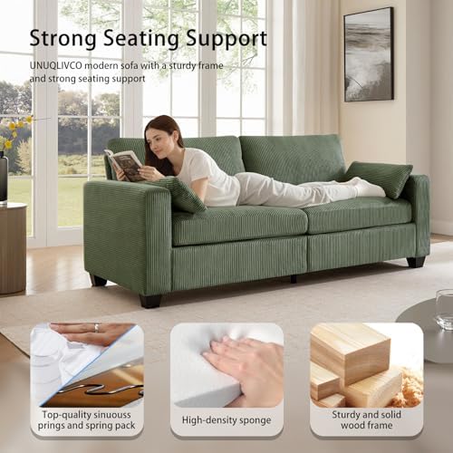Modern Loveseat Sofa Corduroy Fabric Couches (Green)