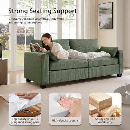 Modern Loveseat Sofa Corduroy Fabric Couches (Green)