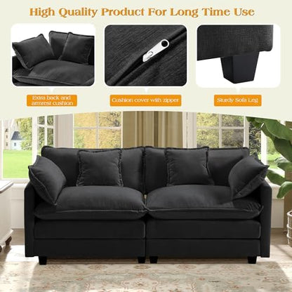 Hanherry Modular Sectional Sofa,Cloud Couch for Living Room,Modern Deep Seat Sofa Chenille Fabric Comfy Couches with Throw Pillows & Movable Ottoman for Apartment