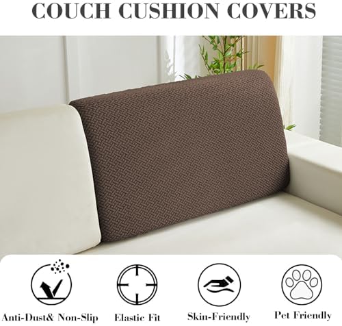 Sofa Covers Couch Covers for Sofa Pet Friendly Couch Cushion Covers Universal Sofa Covers Washable Stretch Slipcovers for Sectional Sofa (Texture Brown, Back Cover L)