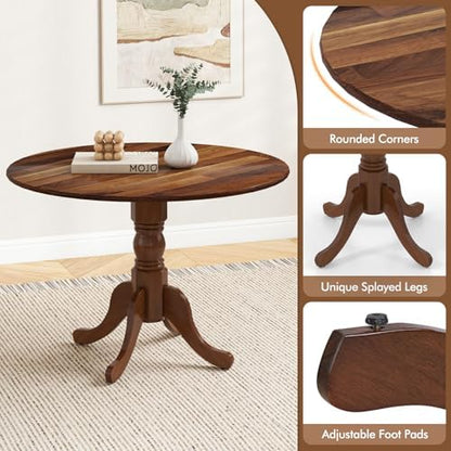 Giantex 39-Inches Round Rubber Wood Dining Table for 4