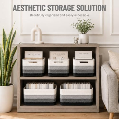 5 Pack Woven Storage Baskets, Decorative Storage Bins for Organizing