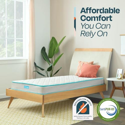 Linenspa 6 Inch Innerspring Mattress, Firm, Bonnell Coil, Twin Size