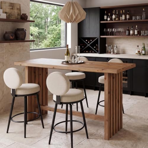LITTLE TREE Solid Wood Bar Table, Rectangular 63-Inch Pub Table