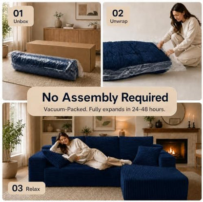 96" Modular Boneless Couch, L Sectional Couches for Living Room