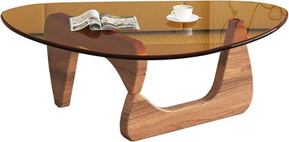 Glass Coffee Table, Mid Century Modern Coffee Table, Coffee Table for Living Room Center Table Suitable for Bedroom Living Room Reception Office Tables (Walnut/Brown, Large)