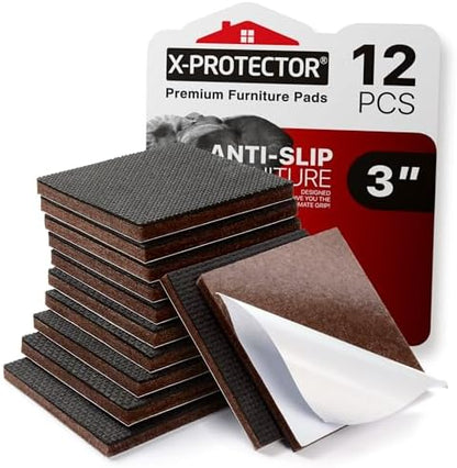 X-PROTECTOR Non Slip Furniture Pads – 12 Premium Furniture Grippers 3"!