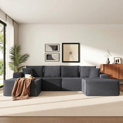 AUGOP Sectional Couches for Living Room Modern Modular Sofa with L-Shape Couchs Upholstered Boneless Couch Deep Seat Sectional Couch with Chaise
