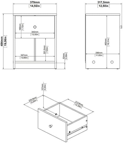 Home Square 3 Piece Bedroom Set with 6-Drawer Double Dresser and Two of 1-Drawer Nightstand in White