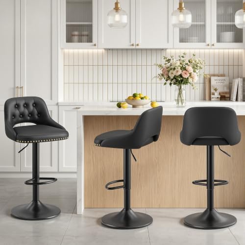Bar Stools Set of 3, Swivel Counter Stools 26”- 34”Adjustable Height