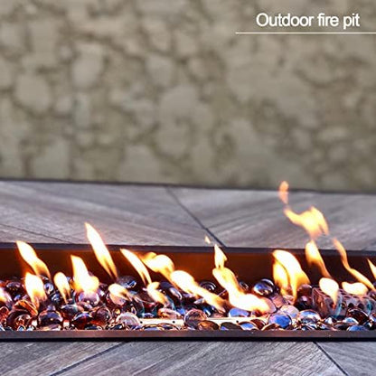 10 lbs Crushed Fire Pit Glass,1/2 Inch Black Fire Glass Rocks
