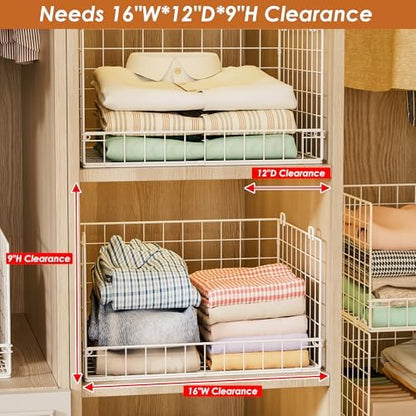 Yociyoga Closet Organizers and Storage Basket- 3-Tier Stackable Storage Bins, Foldable Closet Shelf Organizer Basket, Stackable Clothes Organizers Shelves for Home Organizer System(Patent 30022416)