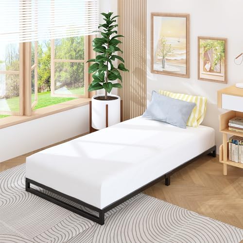 Lutown-Teen 6 Inch Twin Size Bed Frames with Heavy Duty Steel Slat Support