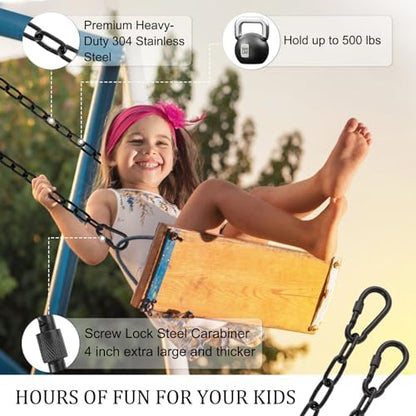 2 Pack 83in Hanging Swing Chain with 4 Carabiners, 660LB Capacity Hanging Kits Heavy Duty Hanging Chair Hardware for Hammock Swing Hanging Chair Punching Bags Sandbag Indoor Outdoor Yoga Gym (Black)