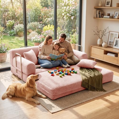 BSHOMGI Sofa Bed, Boneless Couch Folding Floor Compression Loveseat Sleeper with Fixed-Shape Frame,Sofas for Guest Room Living Room No Assembly Required (Includes 2 Pillows)