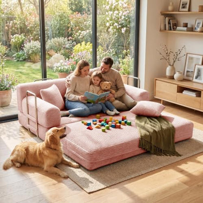 BSHOMGI Sofa Bed, Boneless Couch Folding Floor Compression Loveseat Sleeper with Fixed-Shape Frame,Sofas for Guest Room Living Room No Assembly Required (Includes 2 Pillows)