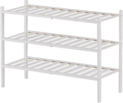 Shoe Rack Multi Tier Storage Organizer Wide Metal Shoe Shelf for Closet Entryway, Bamboo Stackable Multi-Layer Shelf Doorway Simple Folding Shoe Rack