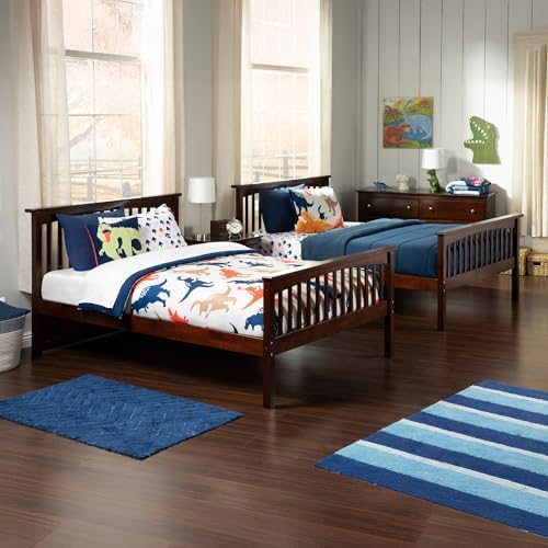 AFI, Columbia Bunk Bed Full Over Full with Raised Panel Bed Drawers, Walnut
