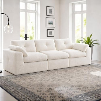 Homkdom 111.5" Cloud Couch, Modular Sectional Sofa for Living Room, White