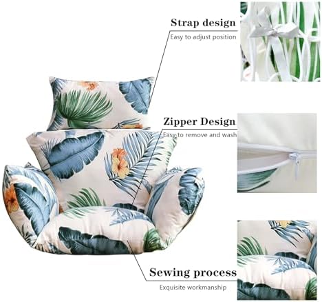 Egg Chair Cushion Replacement, Detachable Hanging Chair Cushion Washable, Thicken Hanging Basket Chair Cushions(Cushion only) (Hawaii)