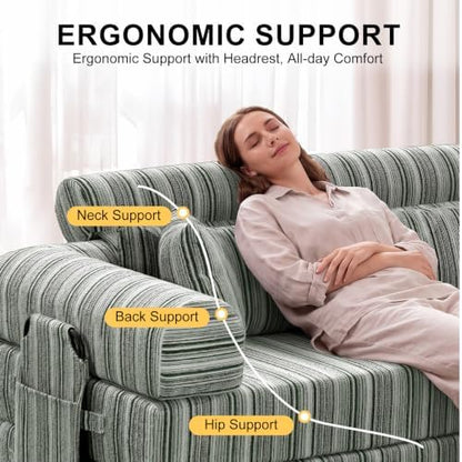 79" Convertible Sofa Bed,High Backrest Boneless Couch for Living Room