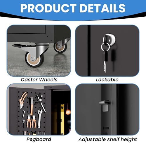 Metal Storage Cabinet for Garage, Tool Cabinet, Utility Cabinet