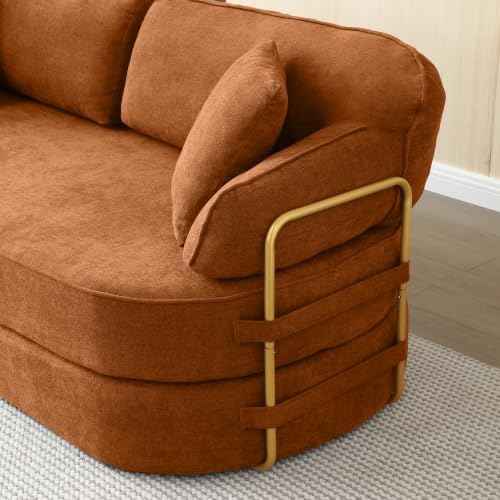 HANXIN 78.3'' Futon Sleeper Sofa Bed, Orange Boneless Couch for Living Room