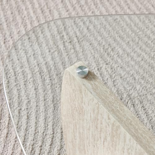 Btrpily Wooden Coffee Table - Modern Marble Coffee Table， Contemporary, Stylish, High-End Furnishing for Your Living Room (Marble Stone, Triangle)