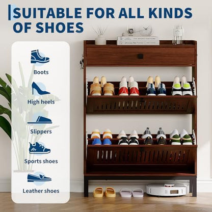 GarveeHome Freestanding Shoe Cabinet for Entryway with 2 Flip Drawers