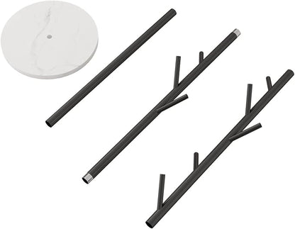 DOORXIFO Black Metal Coat Rack, Freestanding with Hooks, Entryway Coat Rack Stand, Coat Racks with Marble Base, Coat Tree for Hanging Clothes, Hats, Bags