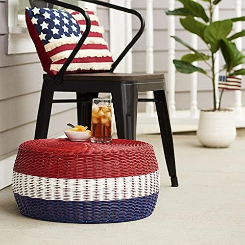 Household Essentials Red, White & Blue Resin and Iron Low Table