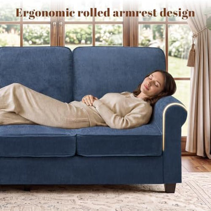 Kingfun Chenille Sofa Set,Loveseat and 3-Seater,Blue