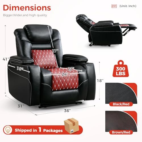 ANJ Power Recliner Chair Set of 3,Home Theater Seating with Adjustable Headrest,Cup Holders,USB Port,Hidden Arm Storage(Black)