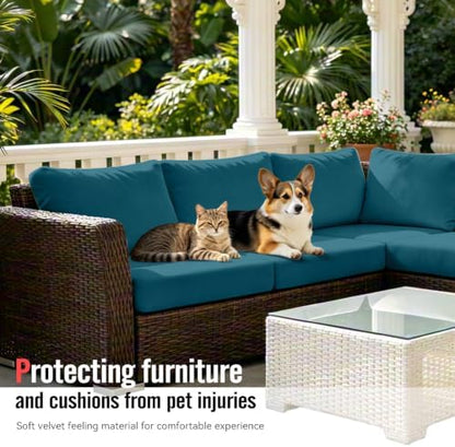 8Pcs Outdoor Cushion Covers, Stretch Patio Furniture Couch Chair Slipcovers