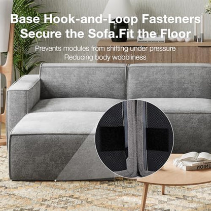 Novilla 134" Modular Sectional Sofa, No Assembly Cloud Sectional Couch with Smarts Coil® Support, Chenille Fabric U Shape Sectional Sofa, Boneless Couch for Living Room Apartment, Dark Gray (6 Seat)