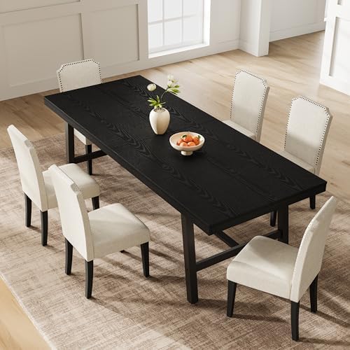 Garvee 87" 10 Person Dining Table, Industrial Kitchen Table, Black
