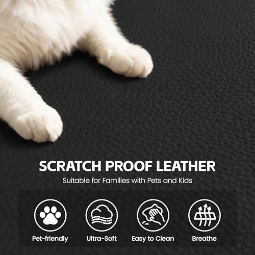 33'' Faux Leather Sofa Ottoman, Oversized Cloud Ottoman, Modern Rectangle Ottoman for Modular Sectional Sofa, Black